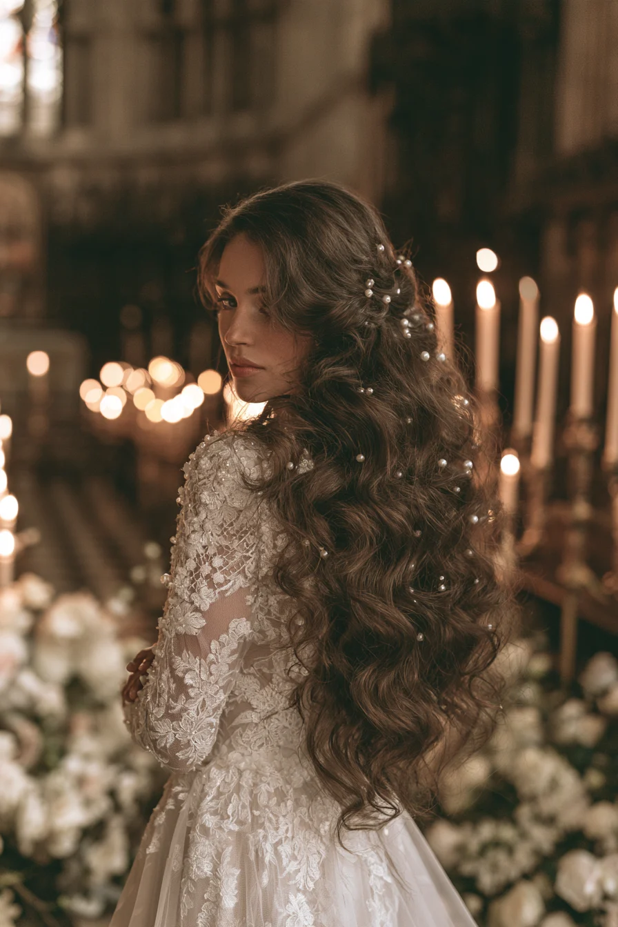27 timeless pearl bridal half up half down hair