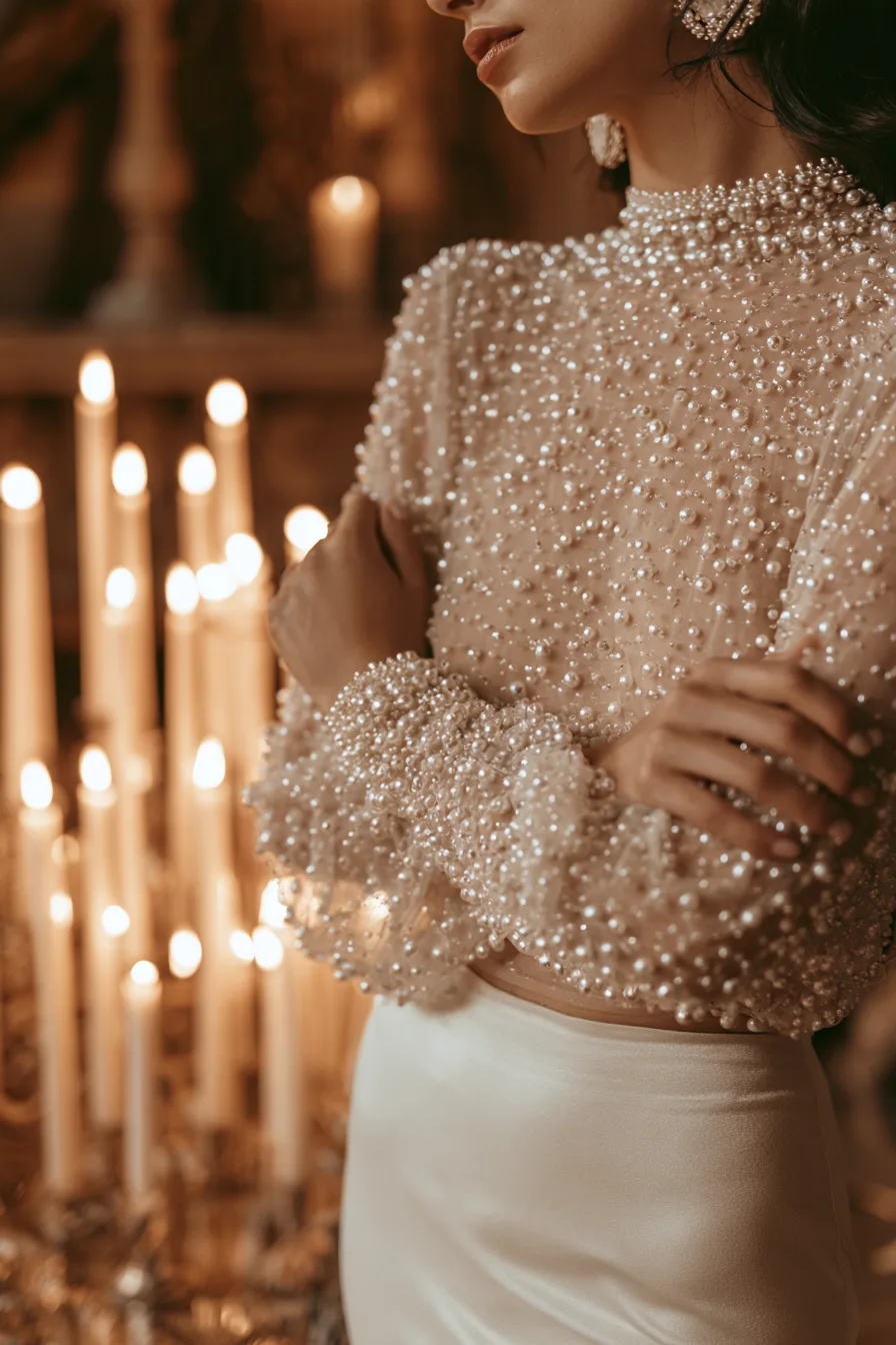 27 Beautiful Bridal Separates Tops for a Chic and Elegant Wedding Look 3 elegant pearl bridal creations 1