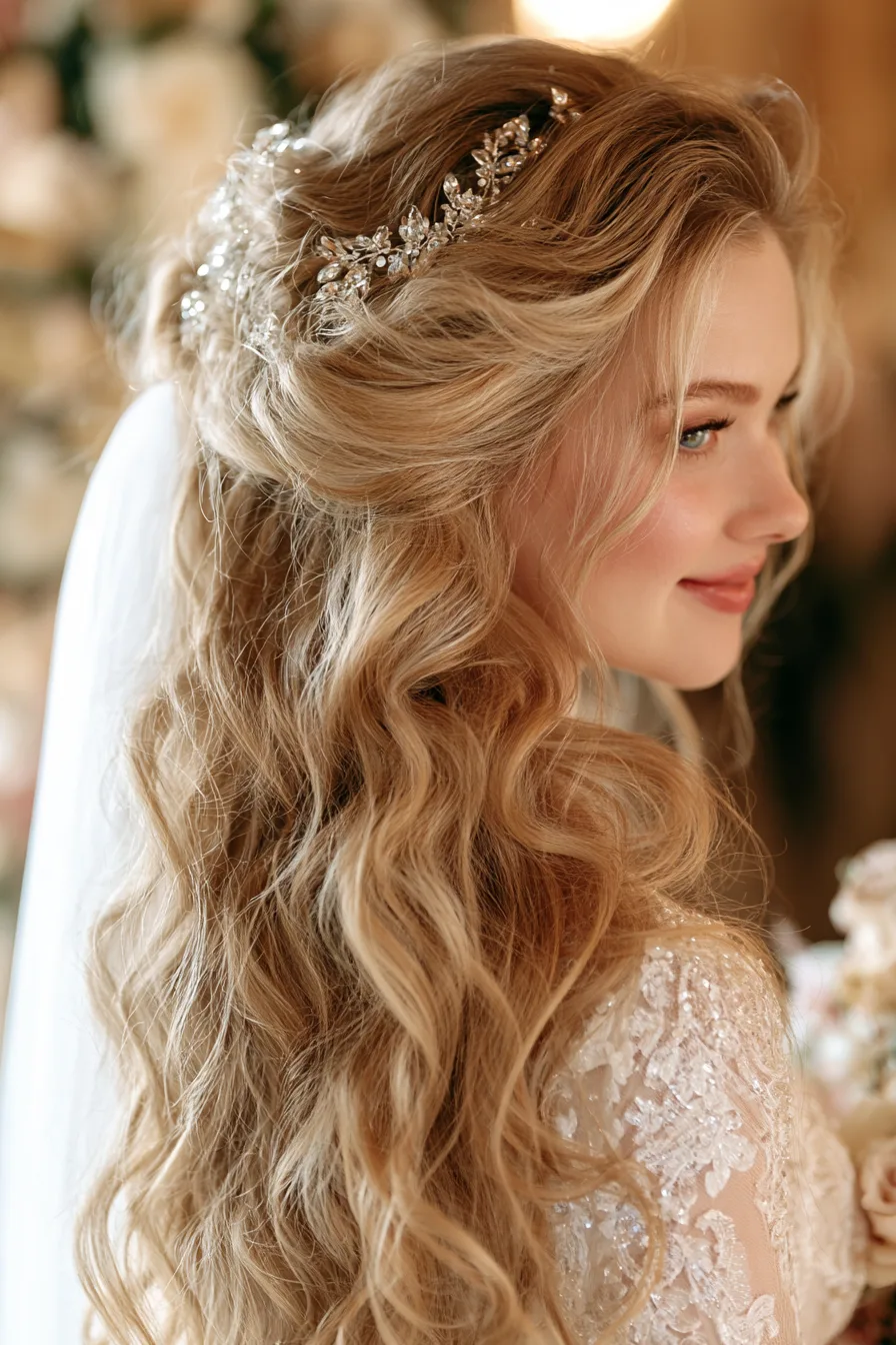 27 Wedding Hairstyles for Long Hair That Are Elegant Romantic and Picture Perfect 3 luxurious long curl bridal styles 1
