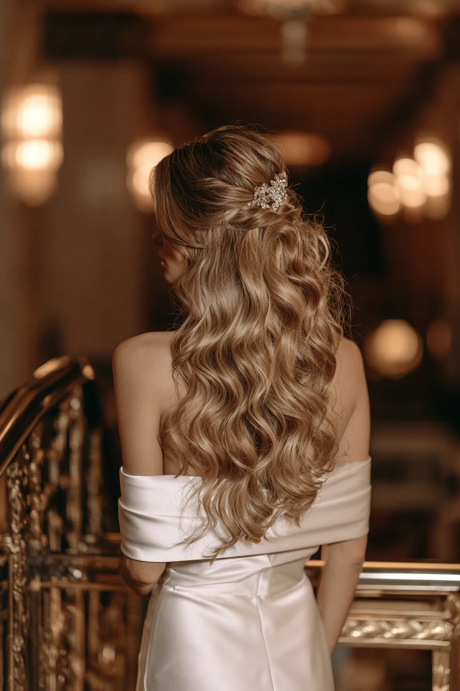 4 classic hollywood bridal half up half down hair 1