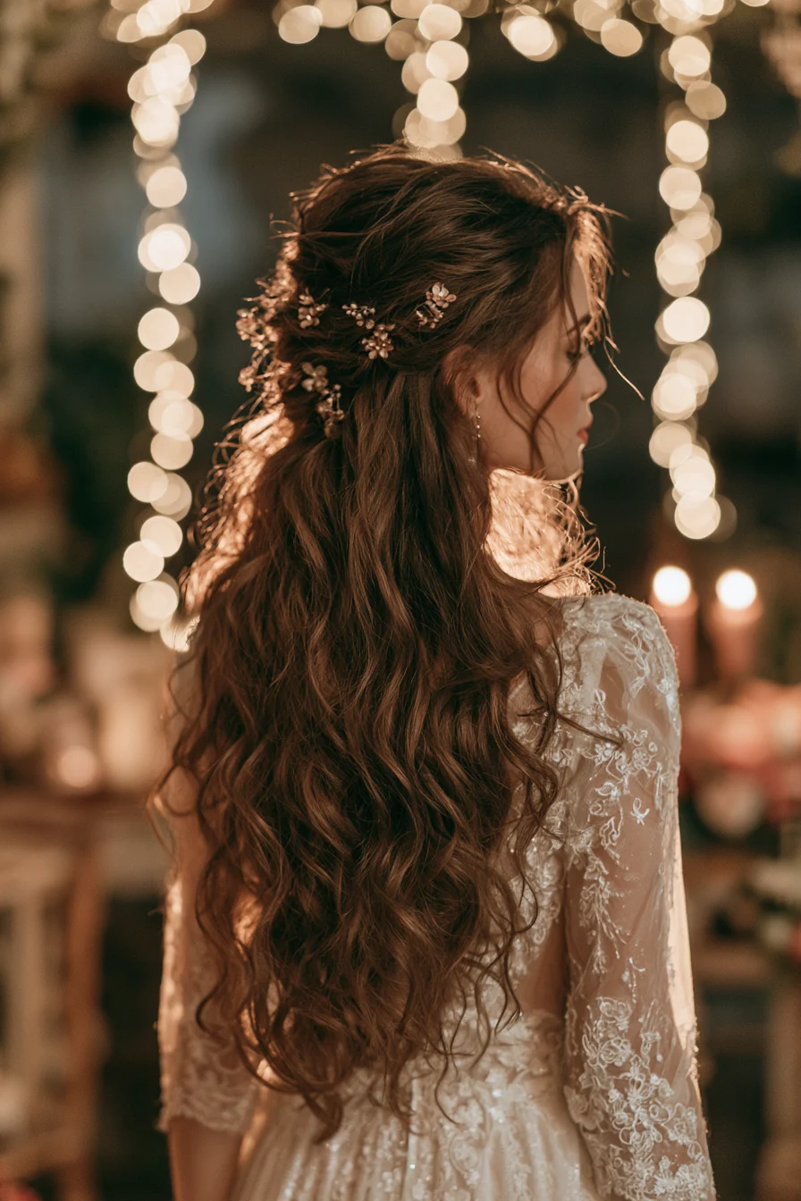 27 Wedding Hairstyles for Long Hair That Are Elegant Romantic and Picture Perfect 4 sparkling curl wedding inspirations 1
