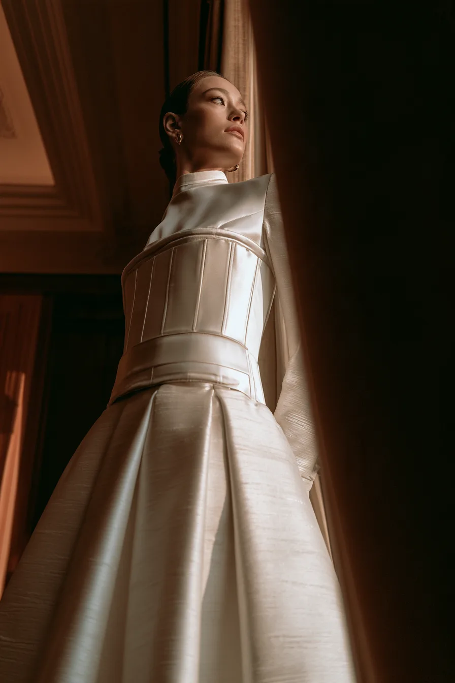 27 Beautiful Bridal Separates Tops for a Chic and Elegant Wedding Look 5 sculpted corset bridal fashion 1