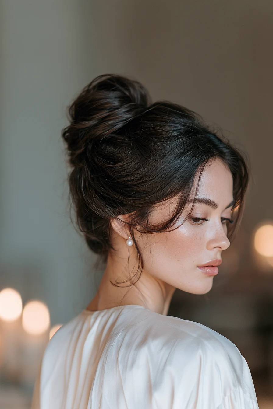 27 Wedding Hairstyles for Long Hair That Are Elegant Romantic and Picture Perfect 5 sleek romantic bridal buns 1