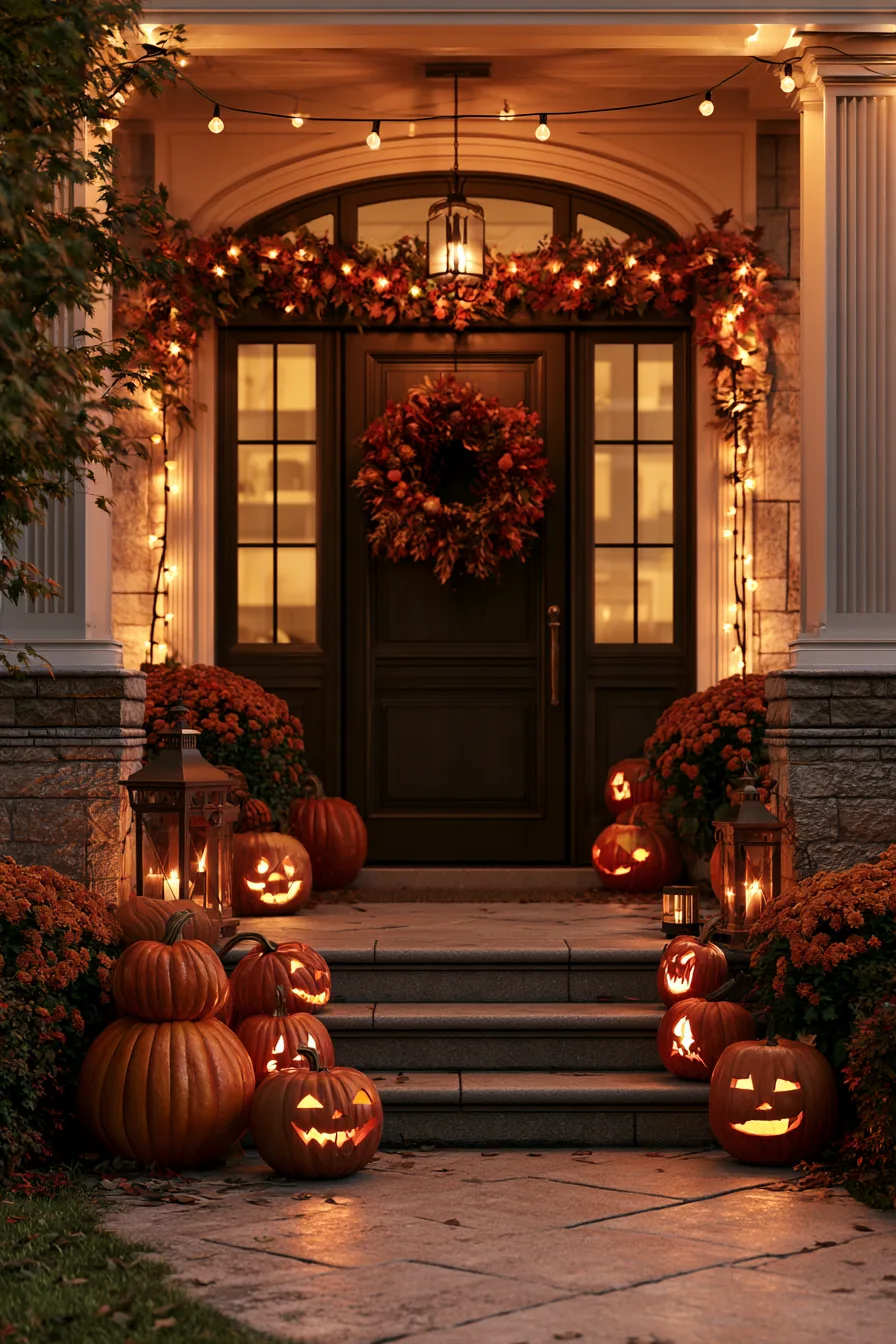 27 Halloween Party Ideas For Spooky Fun 5 welcoming pumpkin porch display inspiration 1
