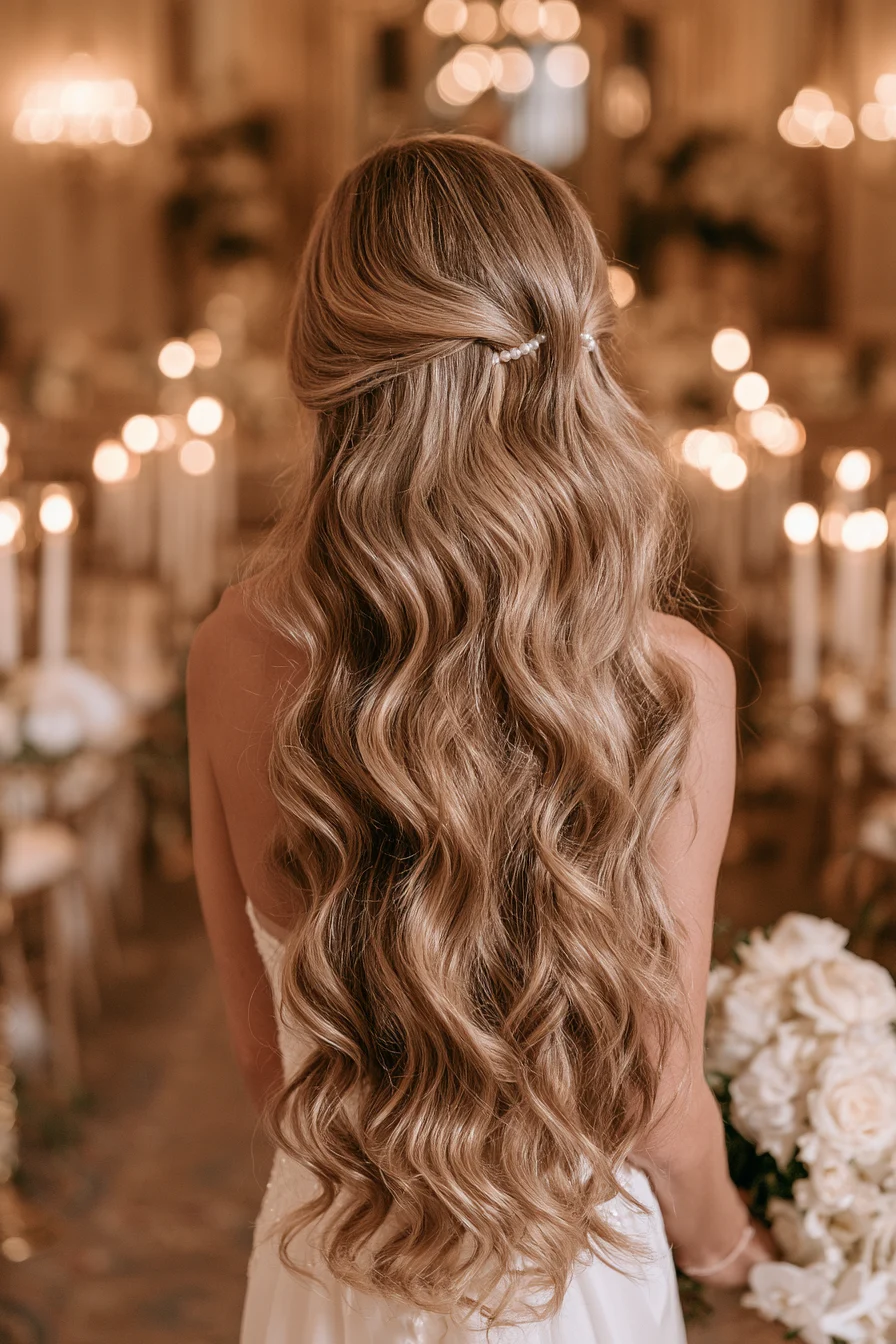 27 Wedding Hairstyles for Long Hair That Are Elegant Romantic and Picture Perfect 6 flowing curl wedding hairstyles 1