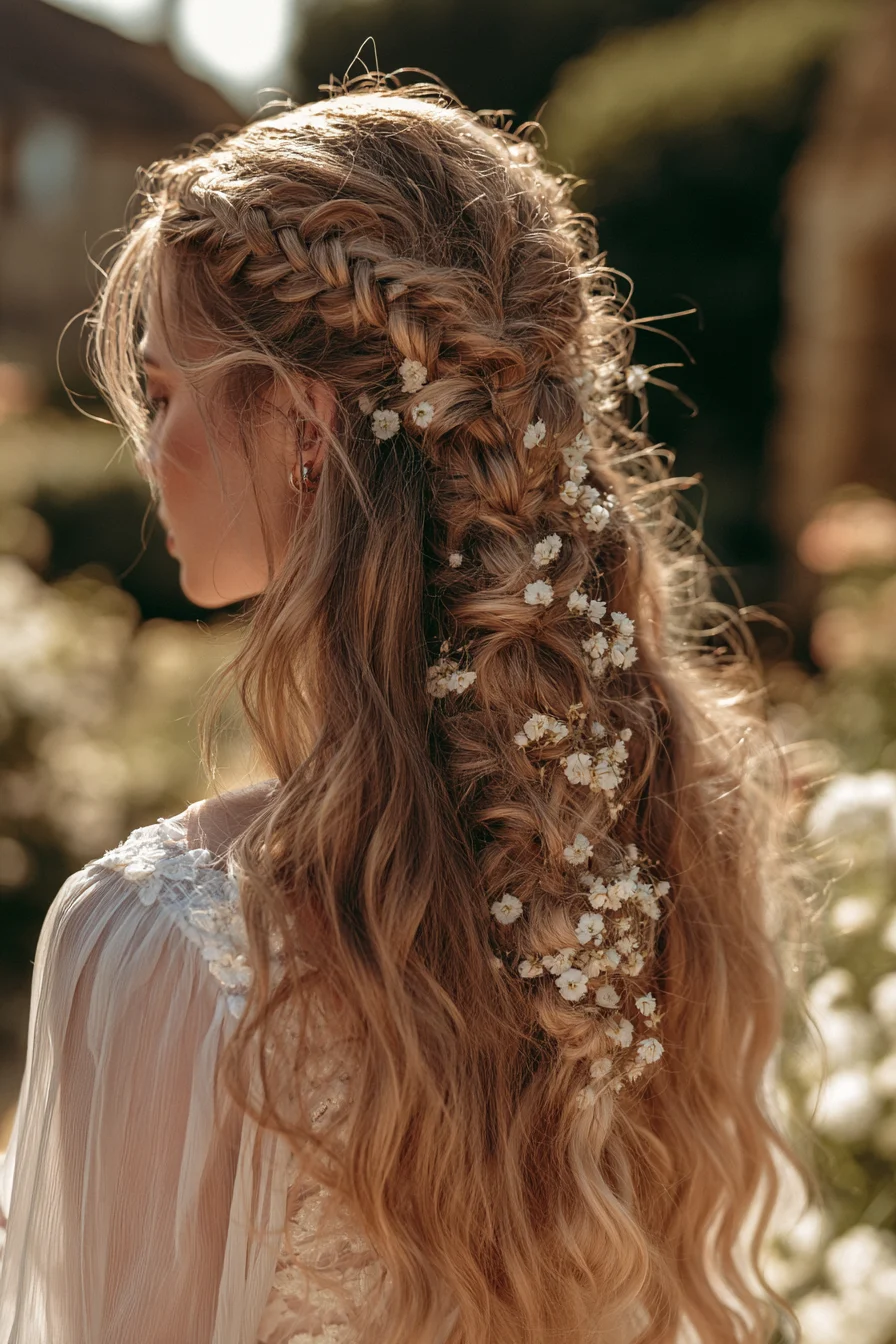 27 Sophisticated Wedding Guest Hairstyles for Any Dress 6 whimsical braided hair for weddings 1