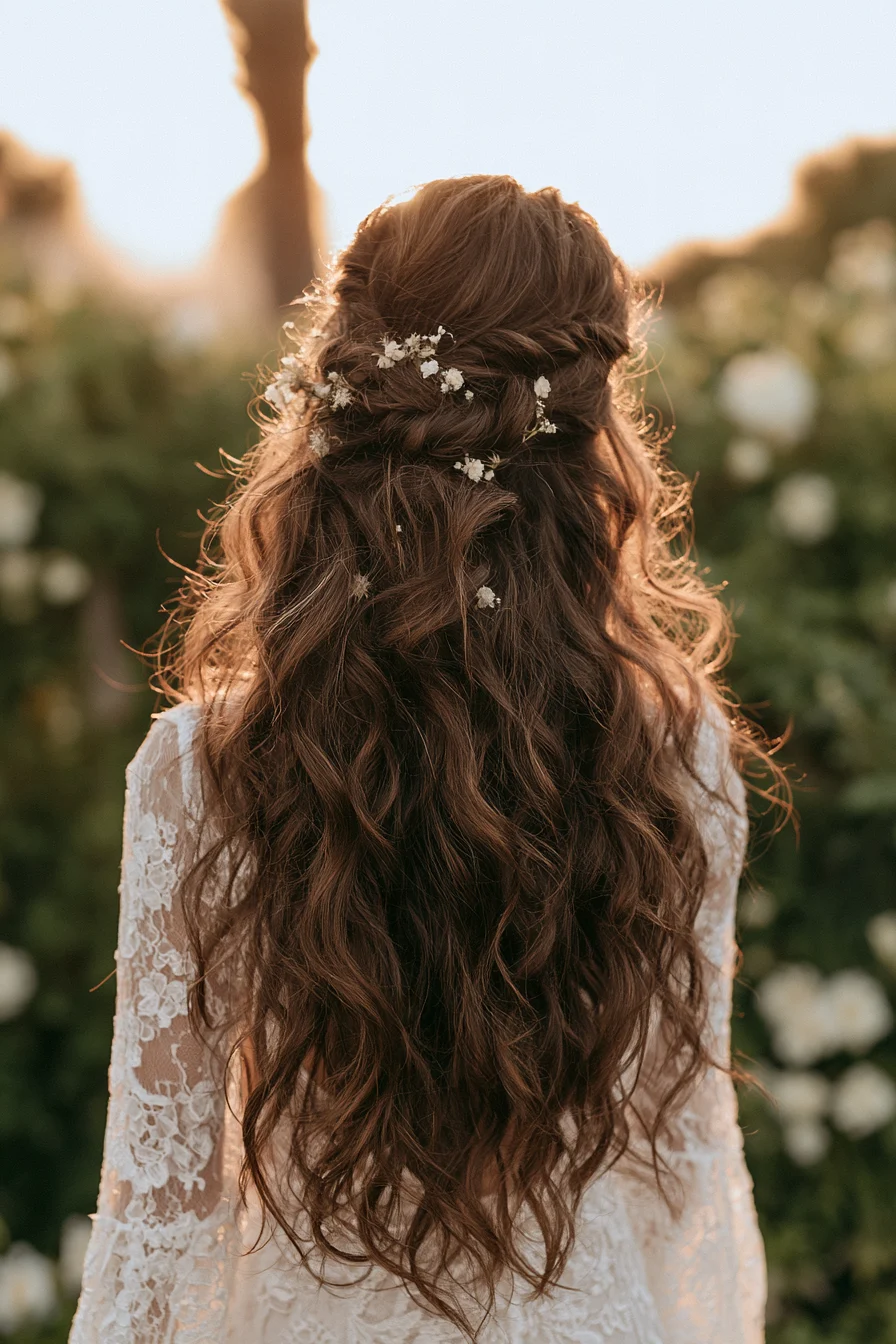8 bohemian braid bridal half up half down hair 1