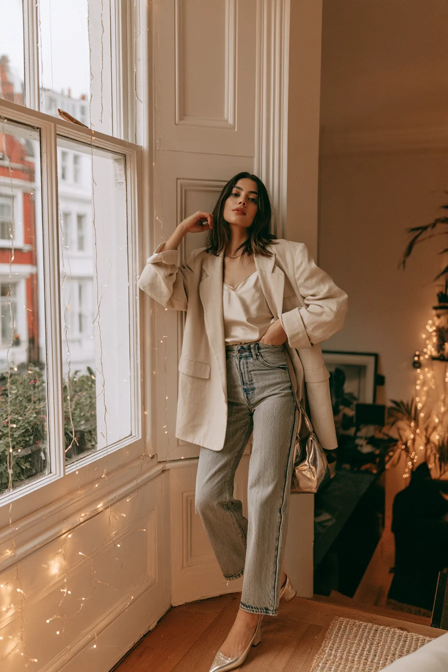 27 Casual New Years Eve Outfits To Try 8 relaxed blazer chic evening outfit 1
