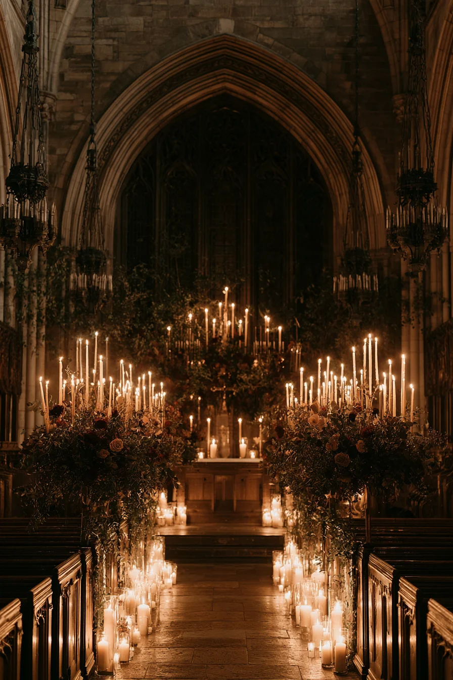 27 Haunted Wedding Ideas That Feel Magical 9 candlelit ceremony ideas with gothic romance 1