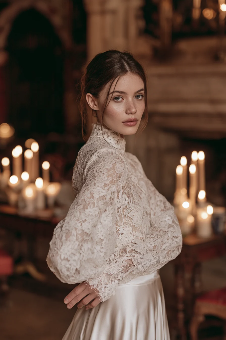 27 Beautiful Bridal Separates Tops for a Chic and Elegant Wedding Look 9 elegant long sleeve bridal fashion 1