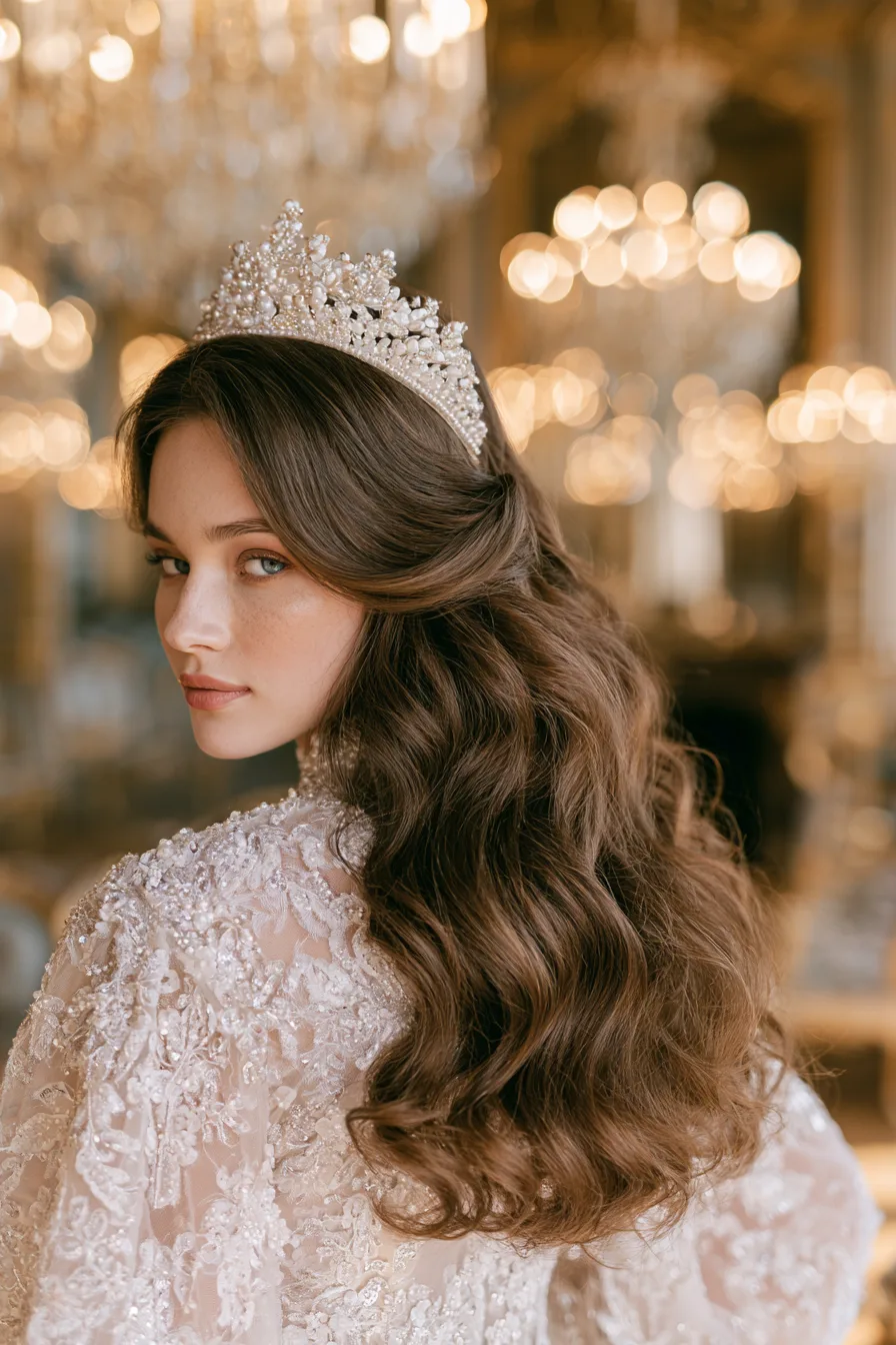 9 fairytale crown bridal half up half down hair 1