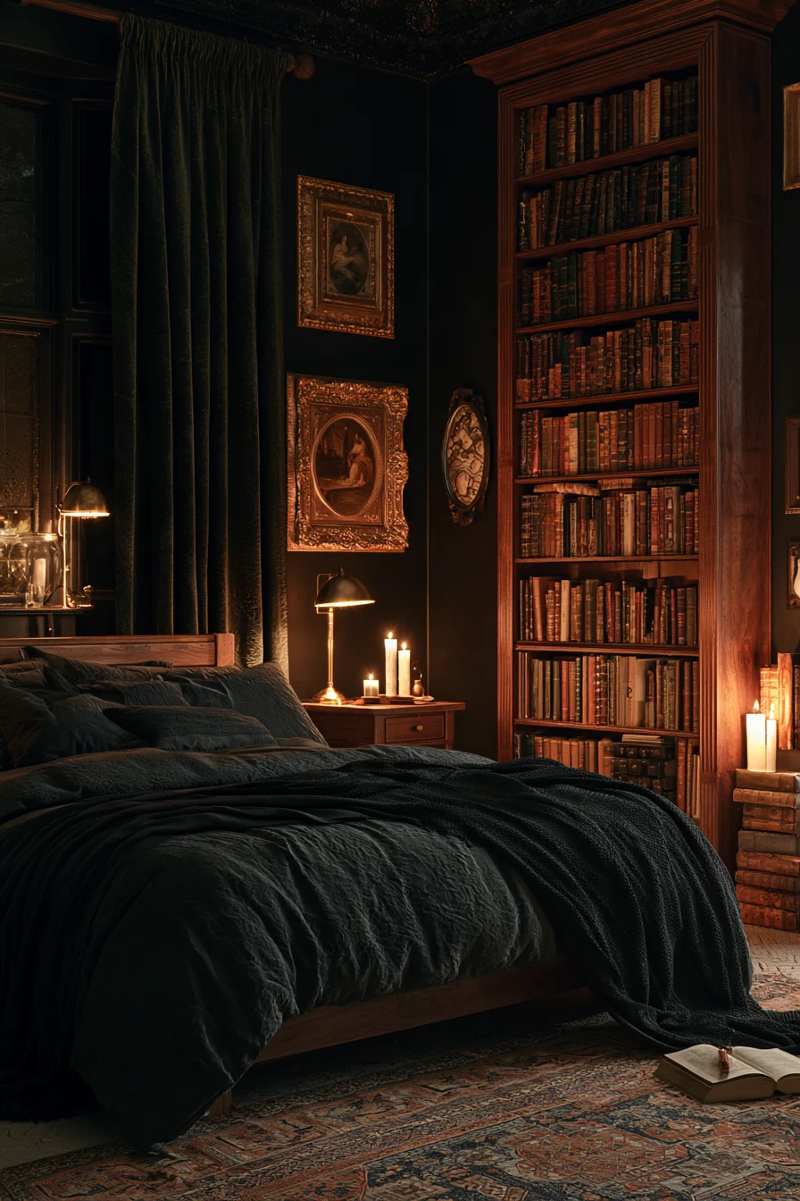 27 Witchy Bedroom Ideas for a Magical and Mystical Retreat 1 dark academia bedroom enchantment 1