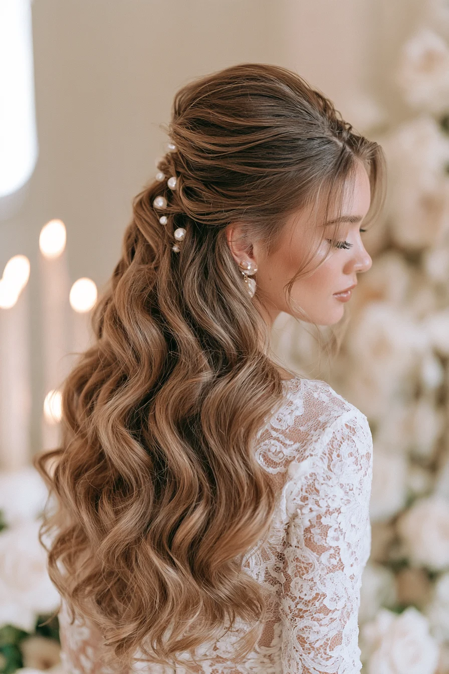 1 luminous pearl bridal curls 1