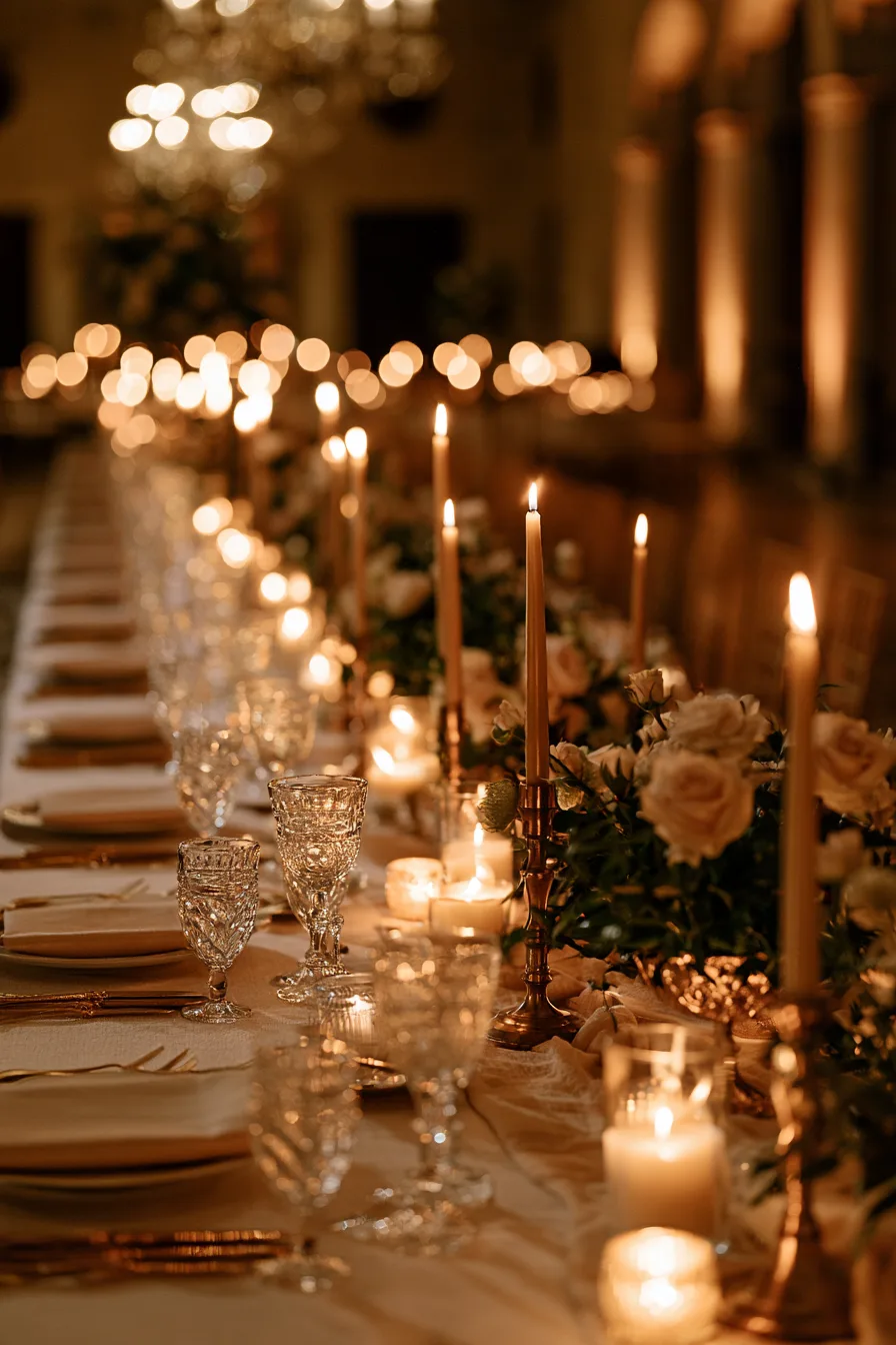 27 Enchanting Castle Wedding Ideas for a Fairytale Celebration 10 elegant candlelit wedding reception romance 1