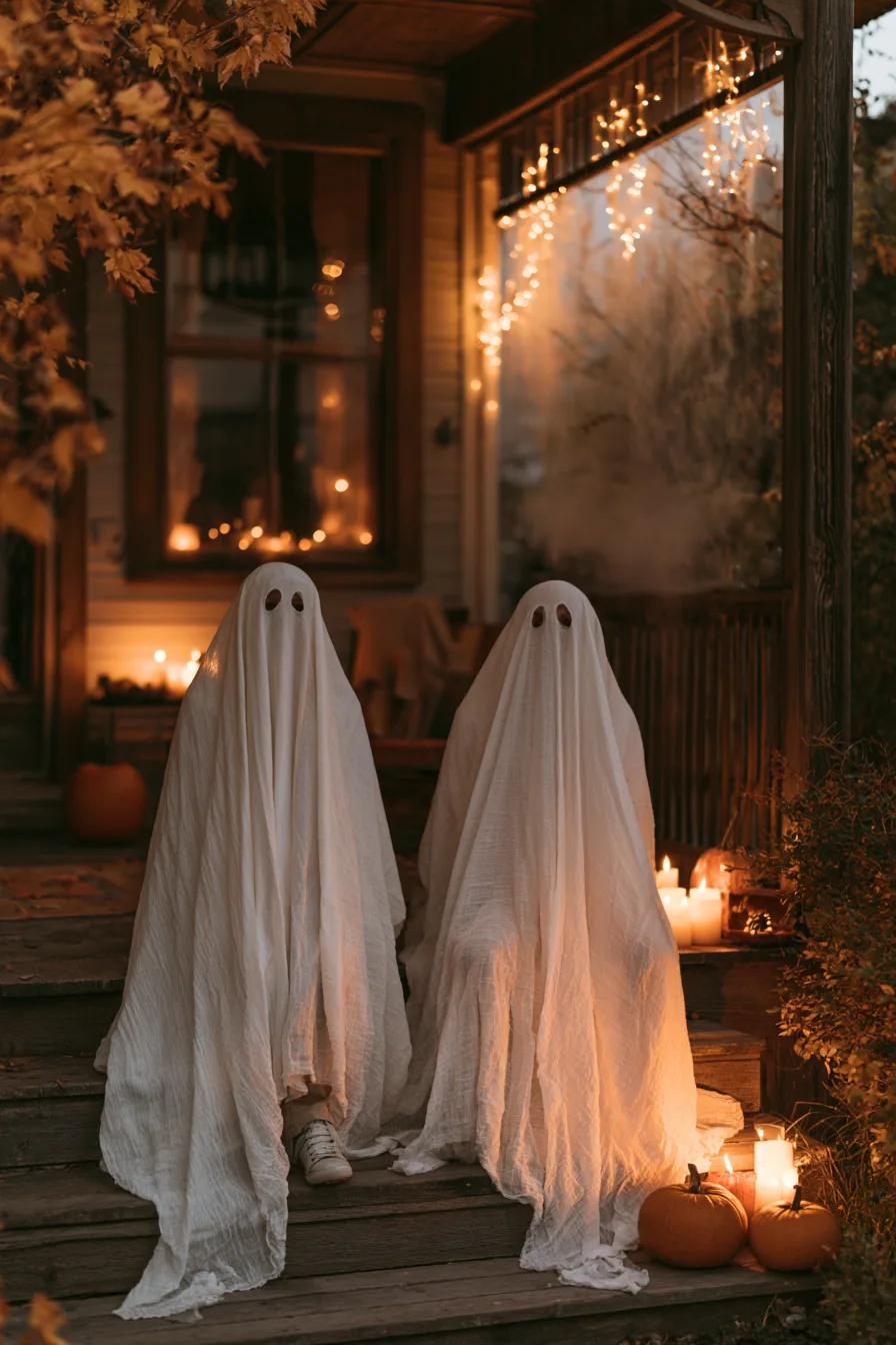 27 Easy Couple Halloween Costumes That Are Cute Creative and Fun 12 cute matching ghost costume ideas 1