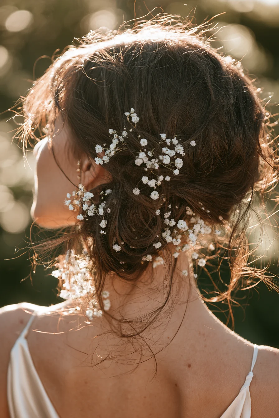 13 airy babys breath wedding buns 1