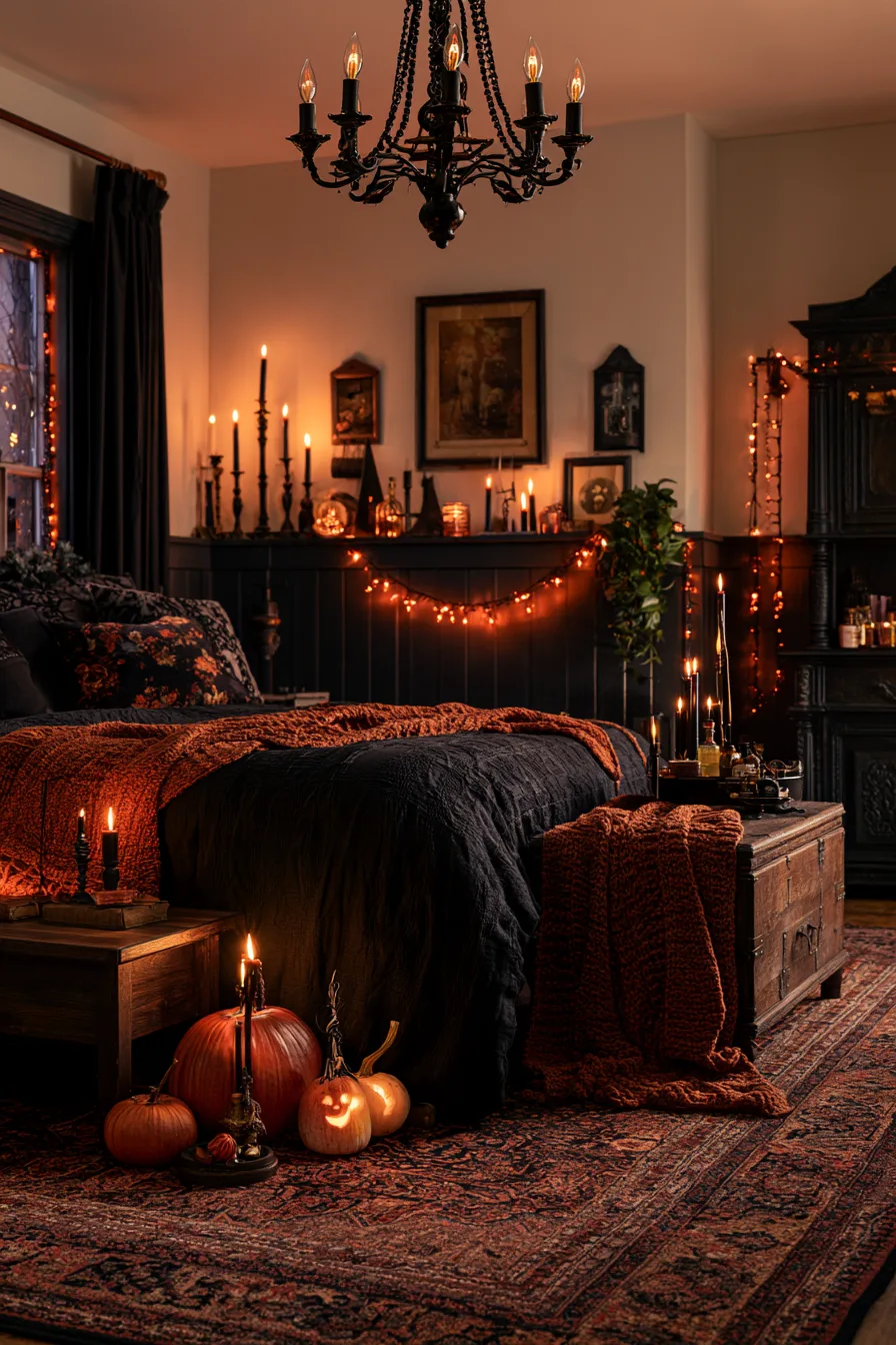 27 Witchy Bedroom Ideas for a Magical and Mystical Retreat 15 spooky cozy bedroom makeover 1
