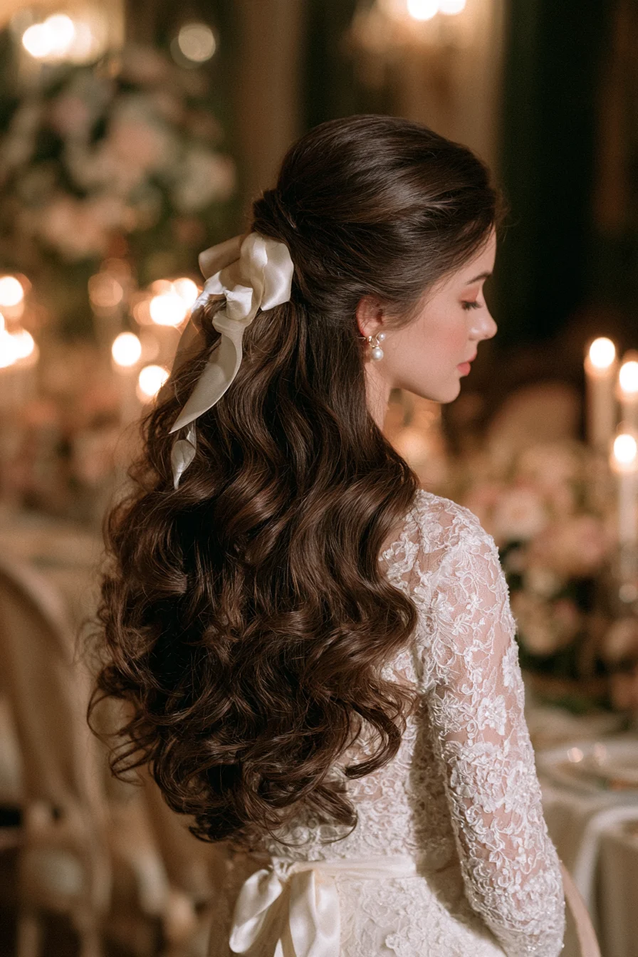 15 sweet satin ribbon bridal hair 1