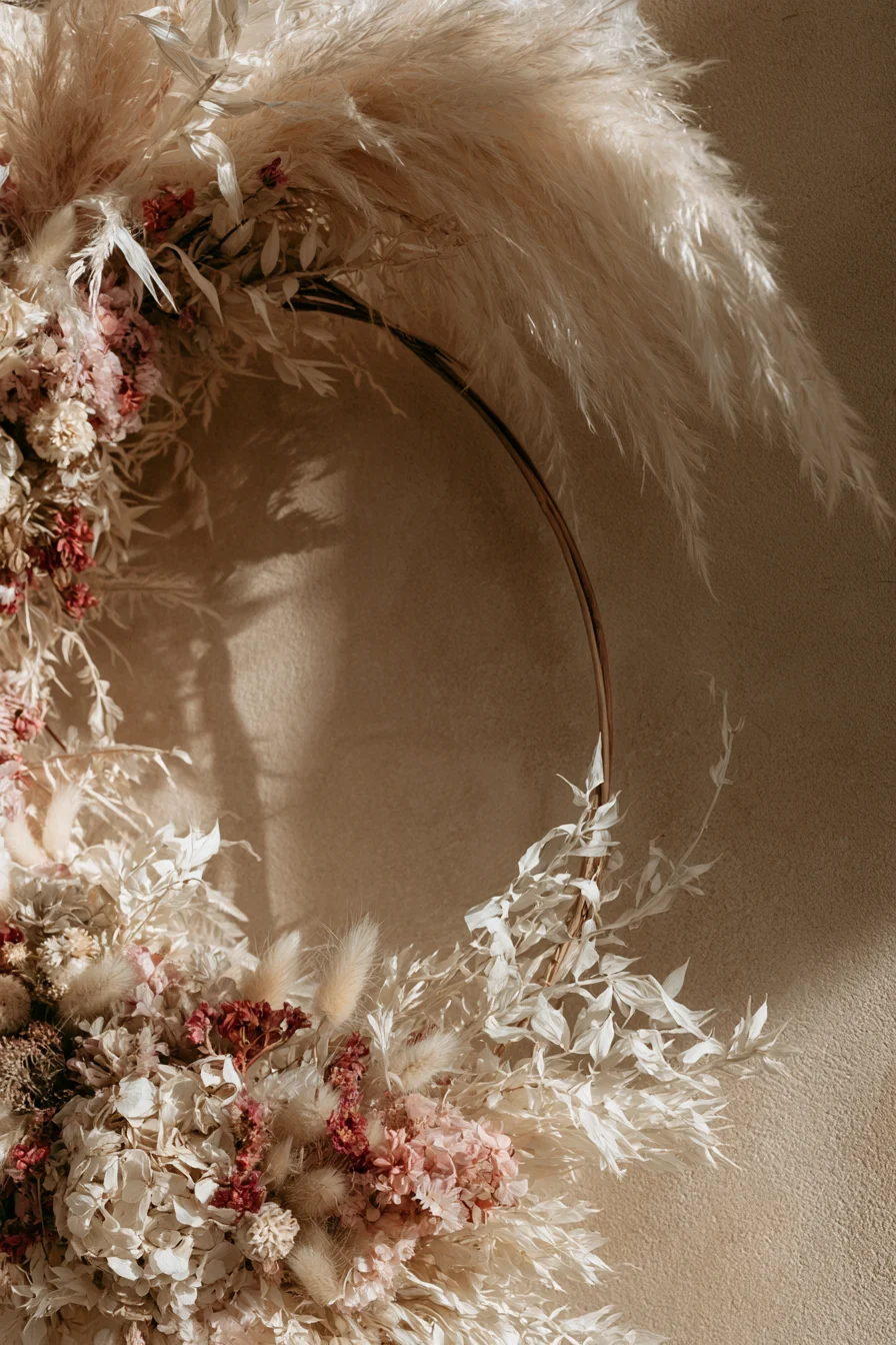 27 Beautiful Wedding Wreath Ideas for a Romantic Celebration 18 beautiful dried flower decorations 1