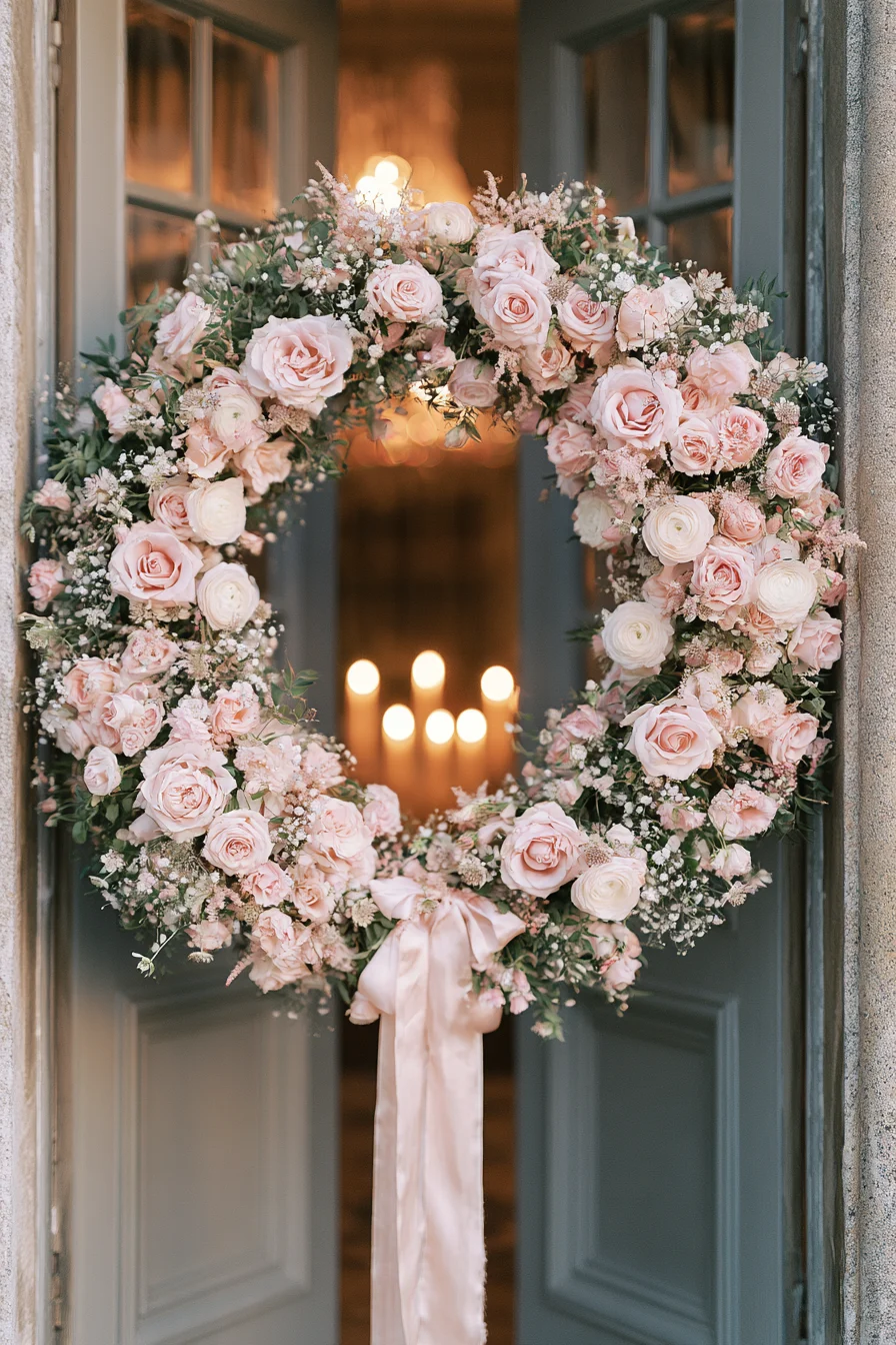 27 Beautiful Wedding Wreath Ideas for a Romantic Celebration 2 romantic blush wedding decorations 2