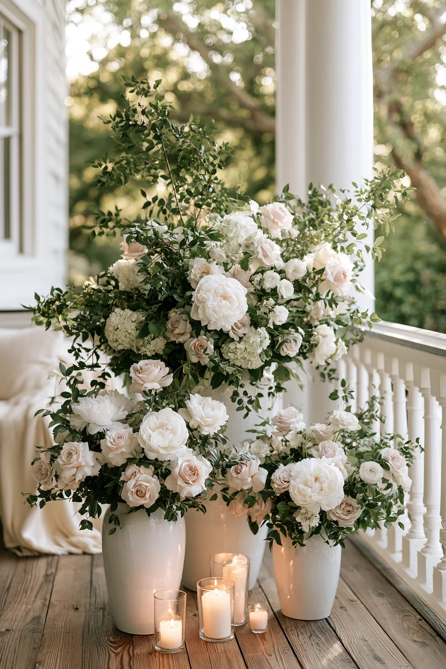 2 romantic porch flower arrangements 1