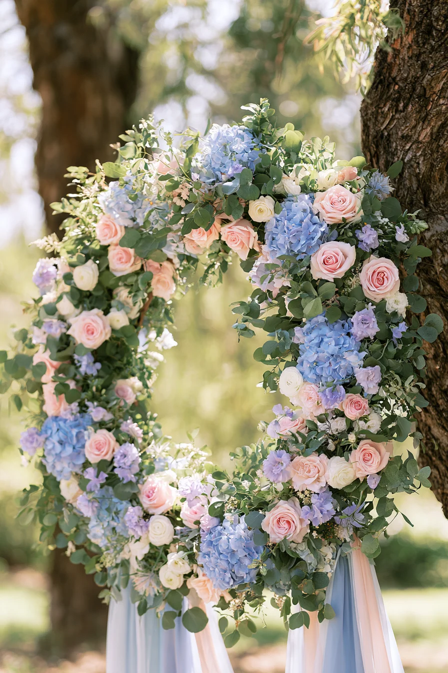 27 Beautiful Wedding Wreath Ideas for a Romantic Celebration 20 sweet pastel wedding decorations 1