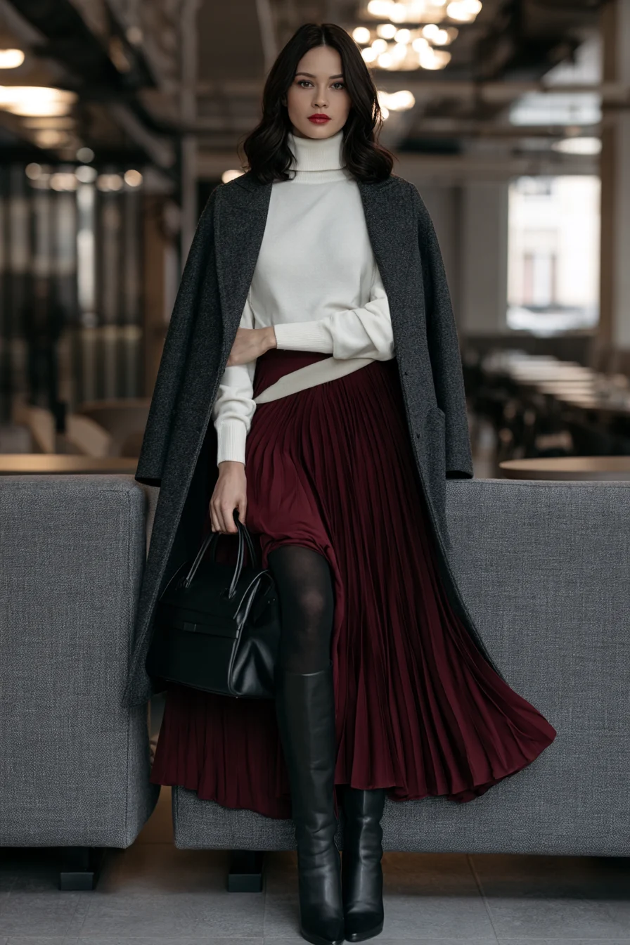 27 Winter Office Outfits for Women That Look Chic and Professional 22 feminine midi skirts for work 1