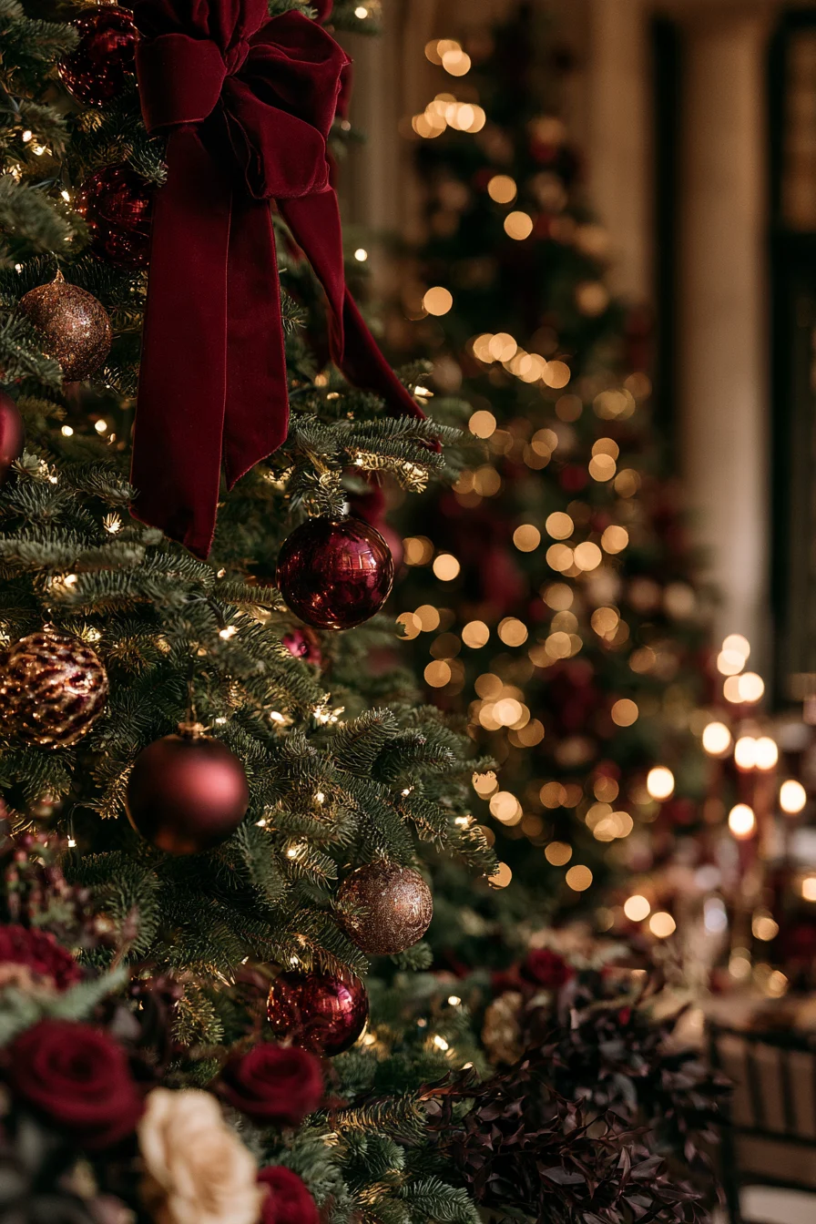 23 burgundy gold romantic wedding tree 1