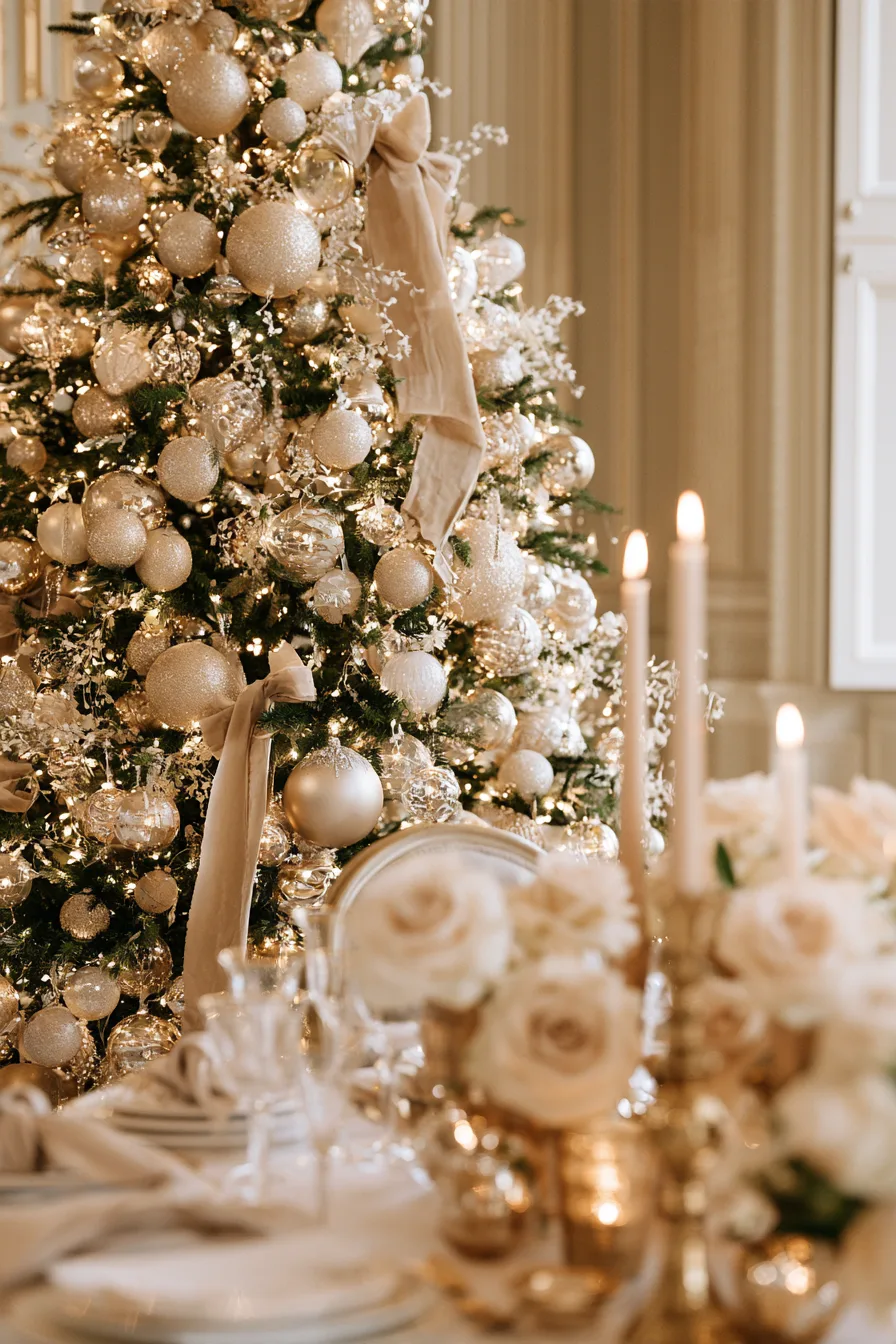 24 champagne shimmer christmas wedding tree 1