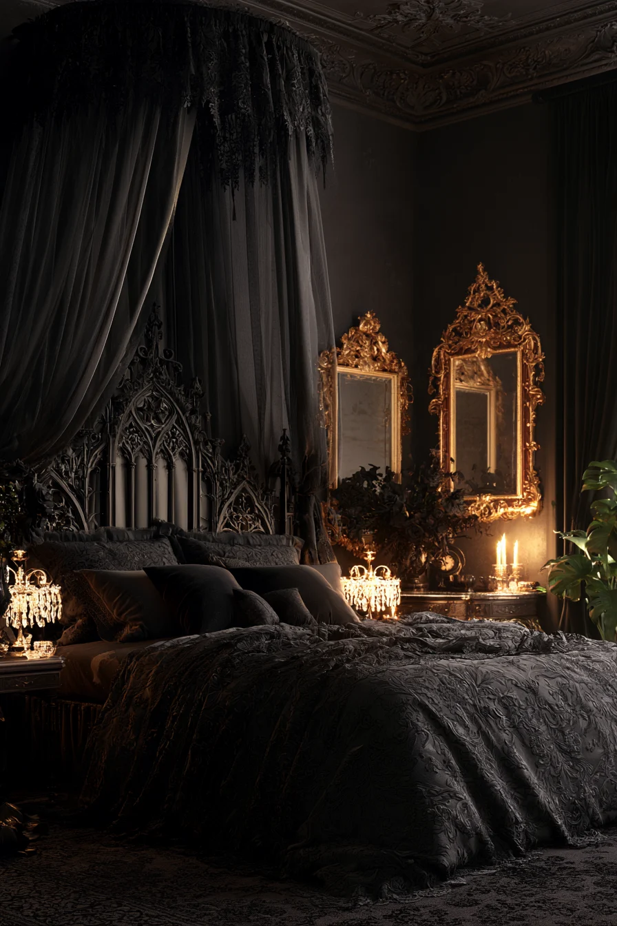 27 Witchy Bedroom Ideas for a Magical and Mystical Retreat 24 elegant gothic lace sanctuary 1