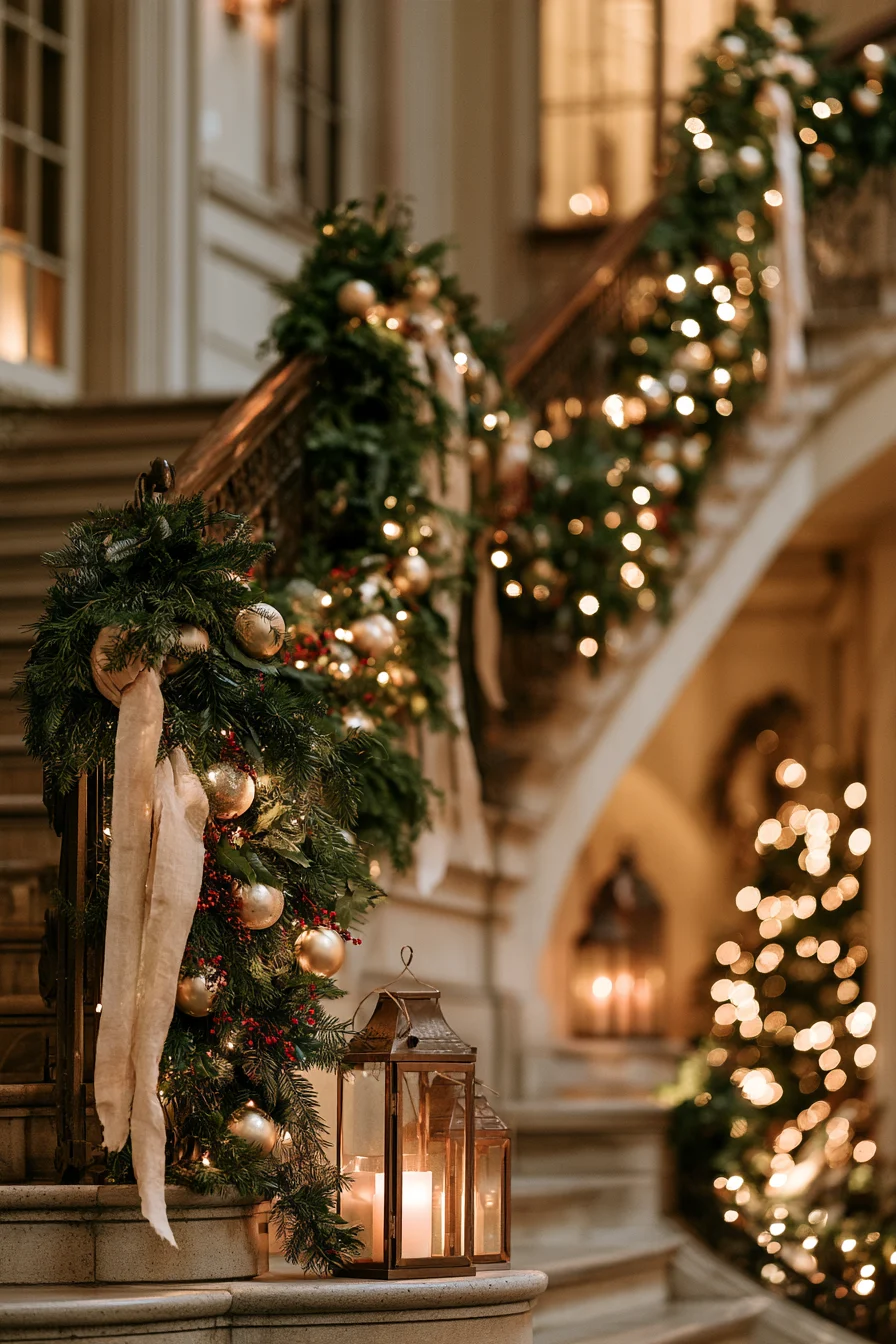 24 sparkling christmas wedding staircase decor 1