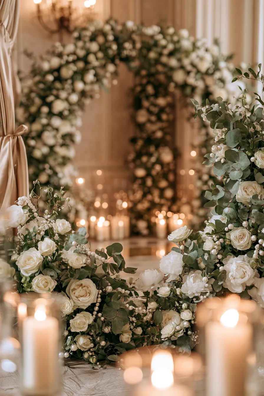 27 Beautiful Wedding Wreath Ideas for a Romantic Celebration 24 timeless pearl wedding decorations 1
