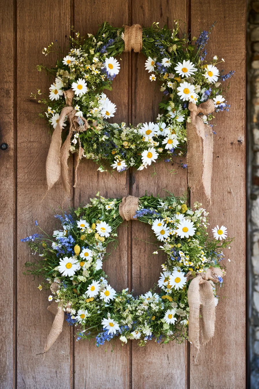 27 Beautiful Wedding Wreath Ideas for a Romantic Celebration 25 rustic wildflower wedding styling 1