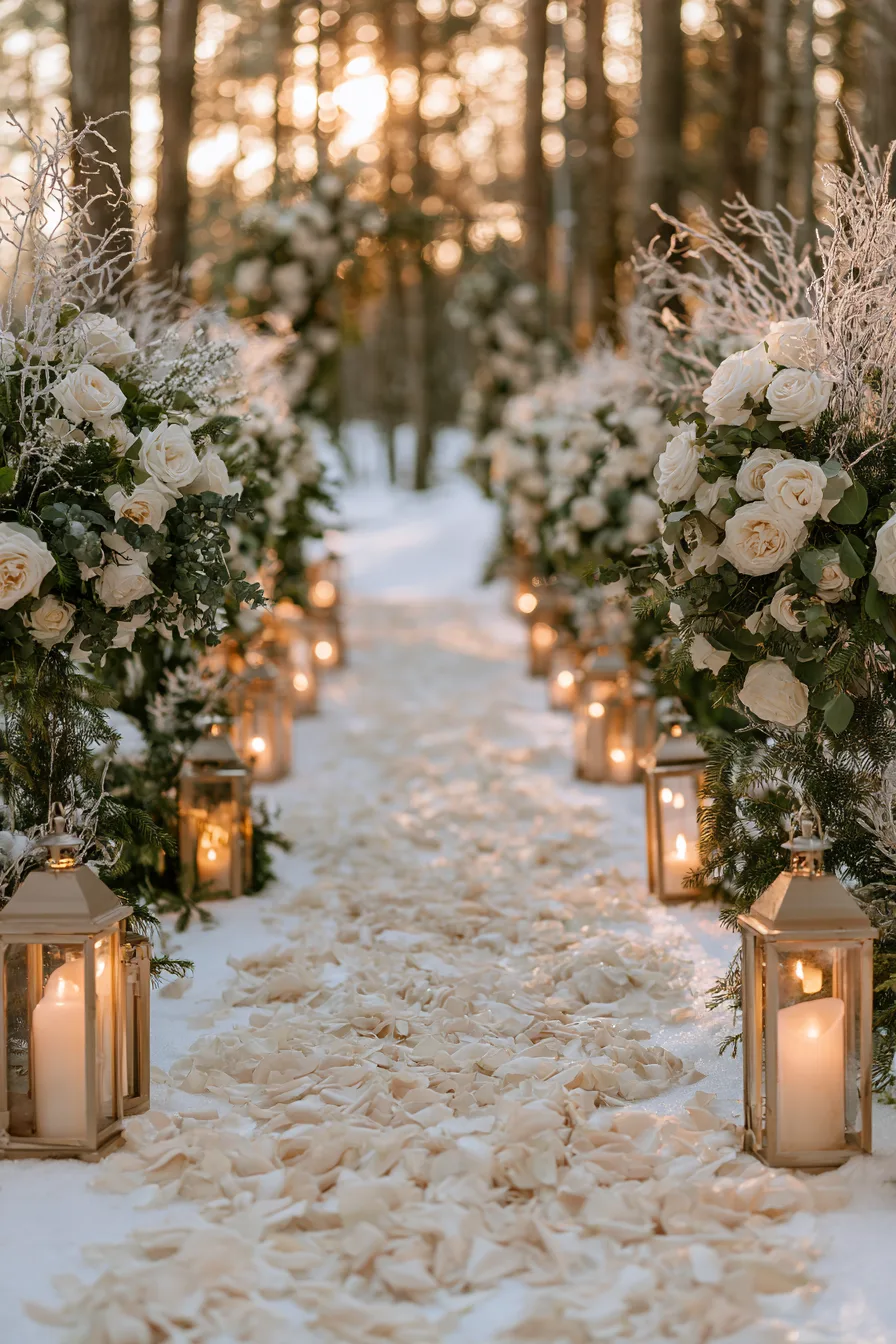 26 romantic winter wedding aisle decorations 1