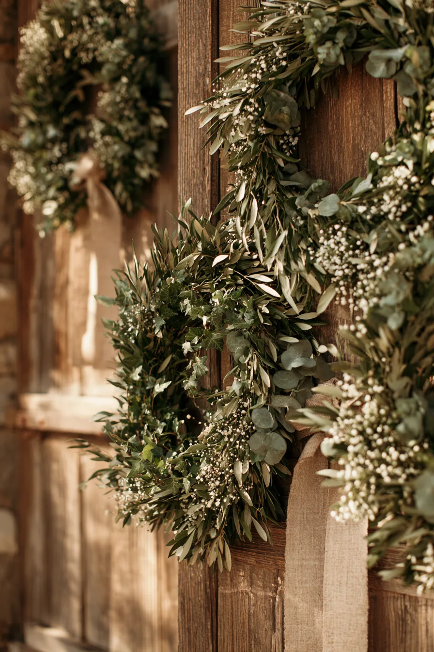 27 Beautiful Wedding Wreath Ideas for a Romantic Celebration 3 beautiful rustic greenery arrangements 2