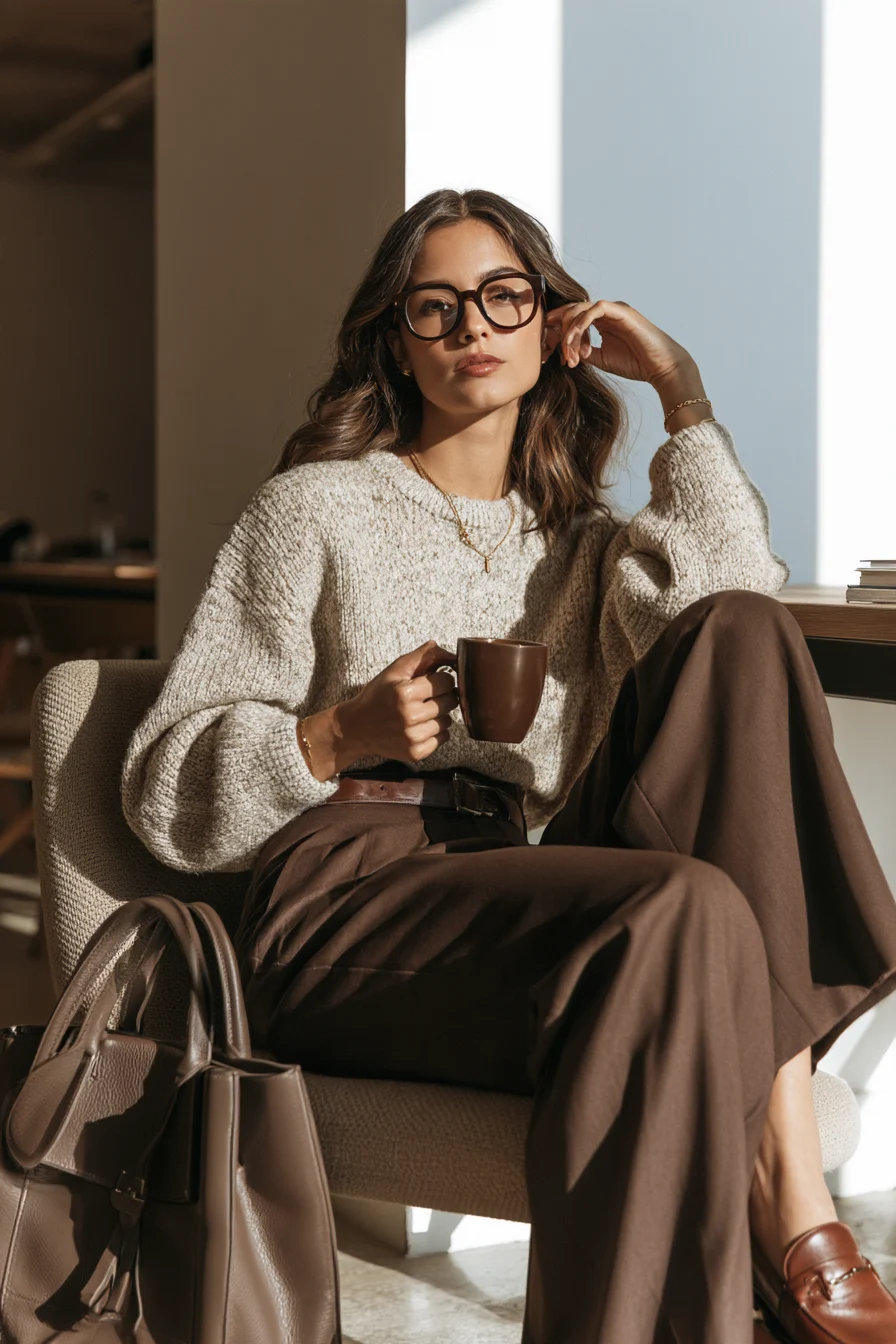 27 Winter Office Outfits for Women That Look Chic and Professional 3 cozy sweater looks for work 1