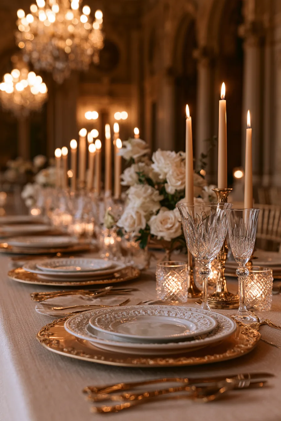 27 Enchanting Castle Wedding Ideas for a Fairytale Celebration 3 luxurious royal wedding table details 1