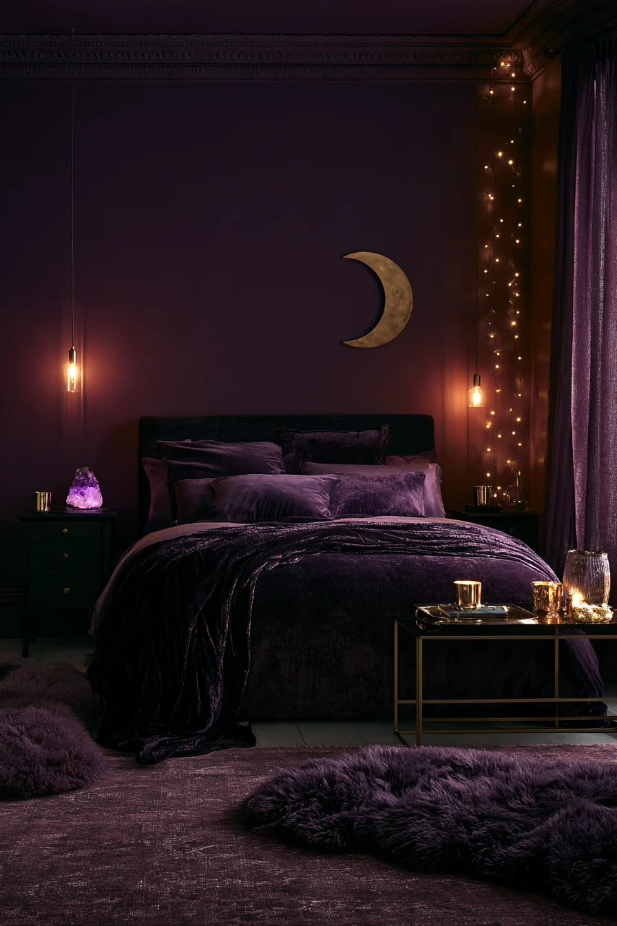 27 Witchy Bedroom Ideas for a Magical and Mystical Retreat 3 mystical purple bedroom makeover 1