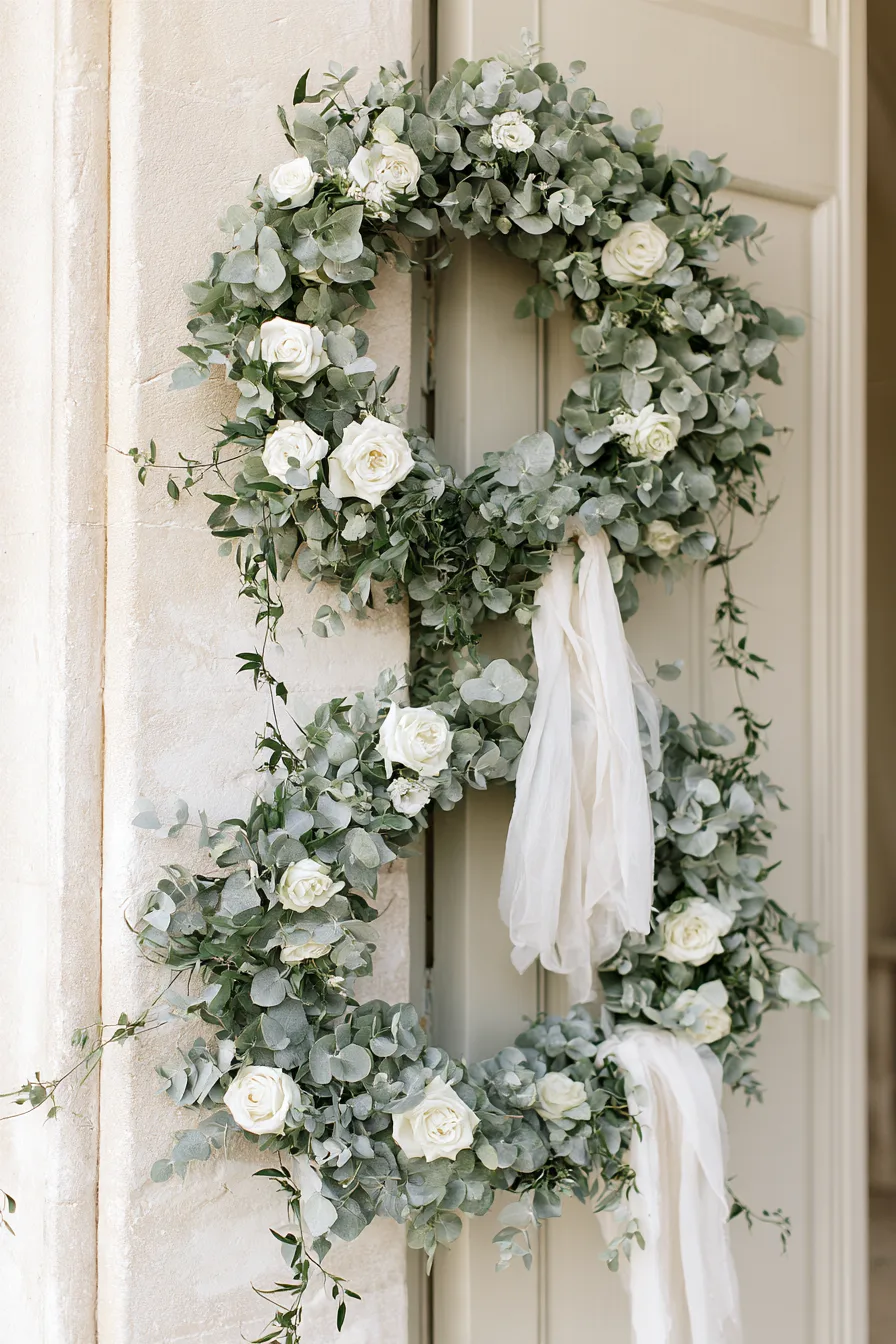 27 Beautiful Wedding Wreath Ideas for a Romantic Celebration 5 fresh eucalyptus wedding inspiration 2