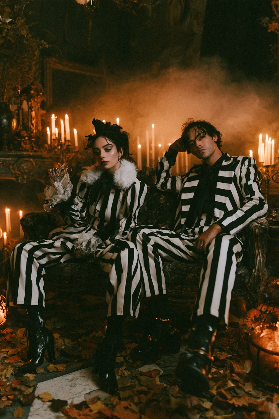 27 Easy Couple Halloween Costumes That Are Cute Creative and Fun 8 dramatic beetlejuice lydia costume ideas 1