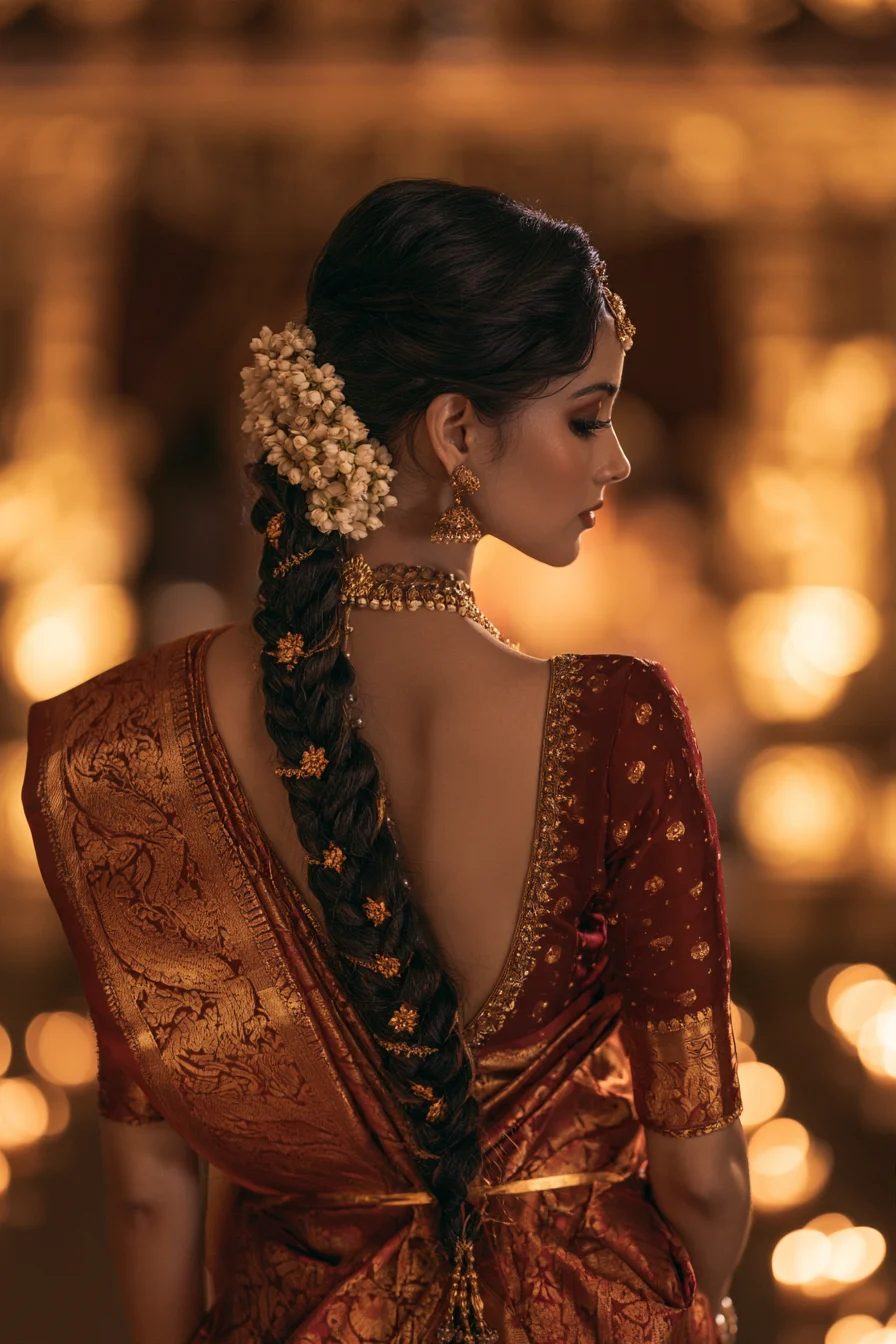 8 elegant silk saree hairstyles 1