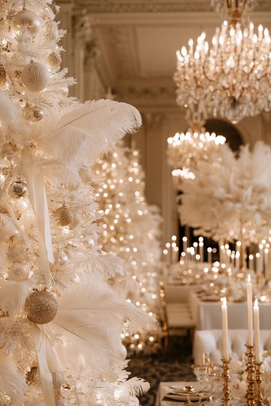 8 white gold festive wedding tree glamour 1