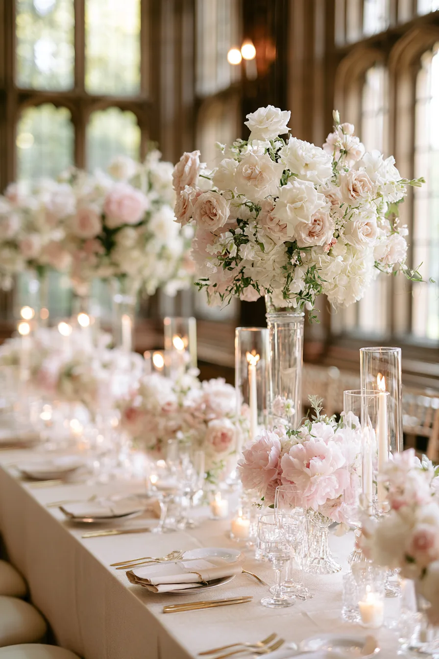 27 Enchanting Castle Wedding Ideas for a Fairytale Celebration 9 lush castle wedding floral table displays 1